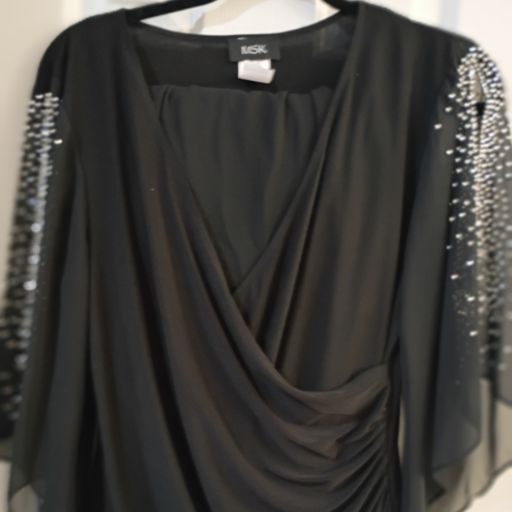 MSK Black Top with Silver Embellishments